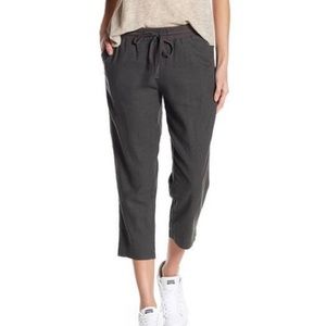 NEW Susina Linen Cropped Pants Grey Beluga S Small